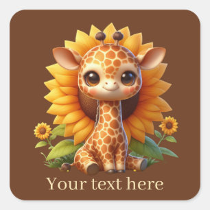 Niedliche Babygiraffe hinzufügen Quadratischer Aufkleber