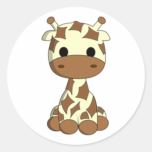 Niedliche Babygiraffe Kawaii Cartoon Kinderaufkleb Runder Aufkleber (Vorderseite)