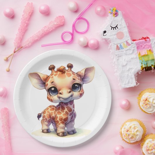 Niedliche Babygiraffe Pappteller (Party)