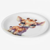 Niedliche Babygiraffe Pappteller (Schrägansicht)