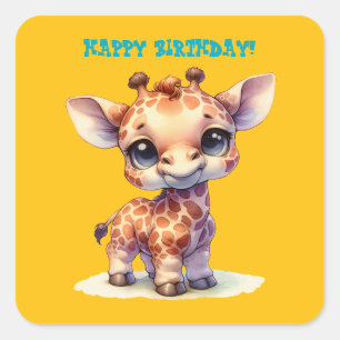 Niedliche Babygiraffe Quadratischer Aufkleber