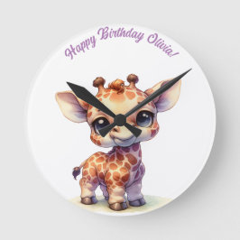 Niedliche Babygiraffe Runde Wanduhr