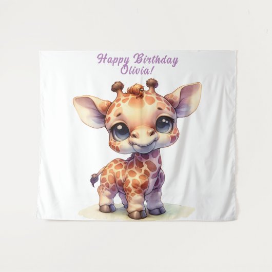Niedliche Babygiraffe Wandteppich (Vorderseite (Horizontal))