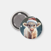 Niedliche Babyhochlandkuh im Schnee Magnet (Vorderseite/Rückseite)