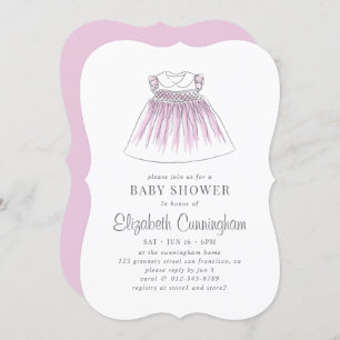Niedliche Babykleid Babydusche Einladung