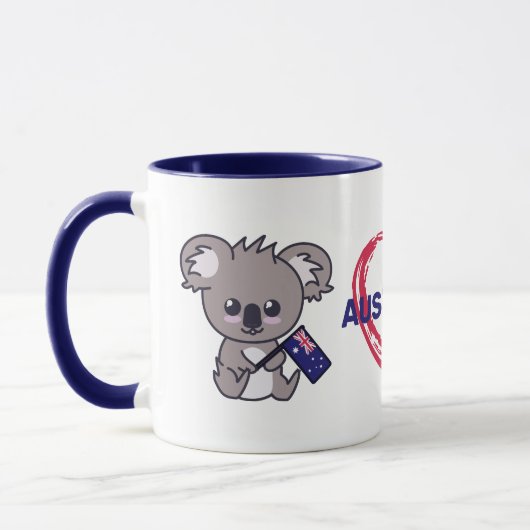 Niedliche Babykoala mit Aussie Fahne & Herz Kaffee Tasse (Links)