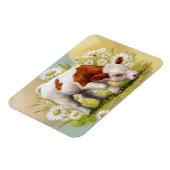 Niedliche Babykuh in einem Bereich von Daisies-Blu Magnet (Linke Seite)