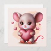 Niedliche Babymäuse mit Valentinin-Herz Feiertagskarte (Vorne/Hinten)