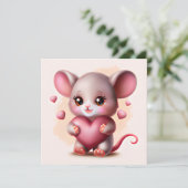 Niedliche Babymäuse mit Valentinin-Herz Feiertagskarte (Stehend Vorderseite)