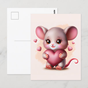 Niedliche Babymäuse mit Valentinin-Herz Postkarte