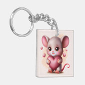 Niedliche Babymäuse mit Valentinin-Herz Schlüsselanhänger (Vorderseite links)