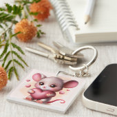 Niedliche Babymäuse mit Valentinin-Herz Schlüsselanhänger (Vorderseite rechts)