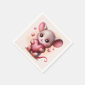 Niedliche Babymäuse mit Valentinin-Herz Serviette (Ecke)