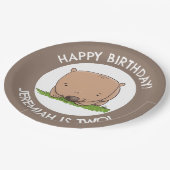 Niedliche Babymutter personalisierter Cartoon Gebu Pappteller (Schrägansicht)