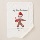 Niedliche Babys Erste Weihnachtsgingerbrot Monogra Sherpadecke (Vorderseite)