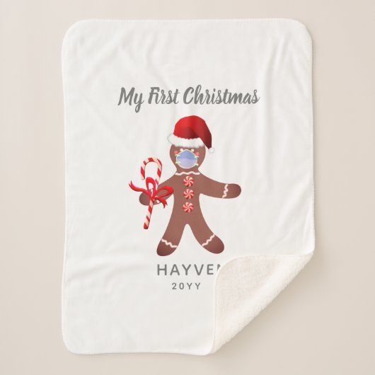 Niedliche Babys Erste Weihnachtsgingerbrot Monogra Sherpadecke (Vorderseite)