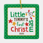 Niedliche Babys Erstes Weihnachtsfest Foto Keramikornament (Vorderseite)