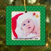 Niedliche Babys Erstes Weihnachtsfest Foto Keramikornament