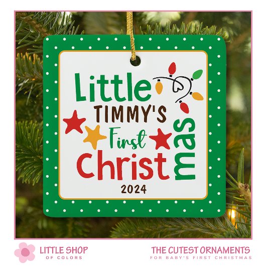 Niedliche Babys Erstes Weihnachtsfest Foto Keramikornament