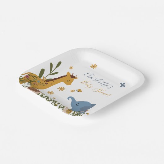 Niedliche Babys Floral Baby Shower Square Pappteller (Gewinkelt)