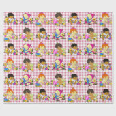 Niedliche Babys Retro farbenfroh rosa Kariert Geschenkpapier (Flach)