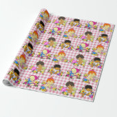 Niedliche Babys Retro farbenfroh rosa Kariert Geschenkpapier (Ungerollt)
