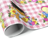 Niedliche Babys Retro farbenfroh rosa Kariert Geschenkpapier (Rolleneckpunkt)