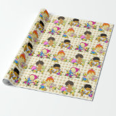 Niedliche Babys Retro farbige Beige Kariert Geschenkpapier (Ungerollt)