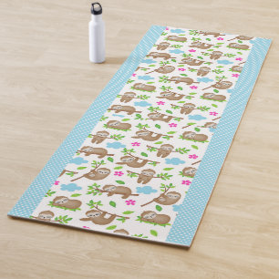 Niedliche Babyschläger mit blauen weißen Polka-Pun Yogamatte