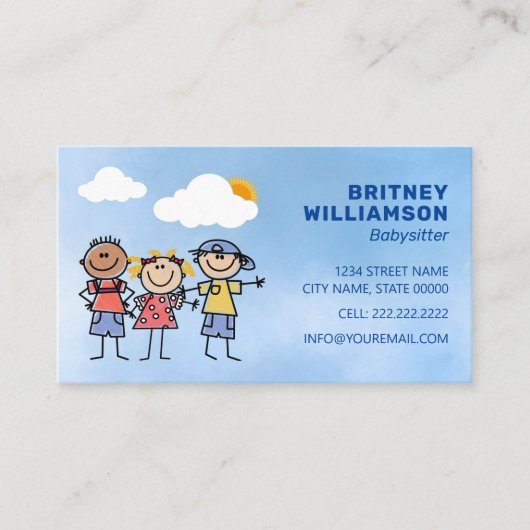 Niedliche Babysitter-Kinderbetreuung Visitenkarte (Vorderseite)