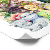 Niedliche Babytiere und Happy House | Farbiger Tex Poster (Ecke)