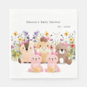 Niedliche Babytiere & Wildblumen Babyduschpapier Serviette (Vorderseite)