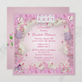 Niedliche Babywäsche und Blume Babydusche Einladung (Vorne/Hinten)