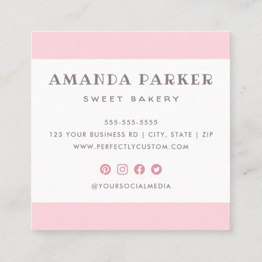 Niedliche Backbäckerei Quadratische Visitenkarte (Rückseite)