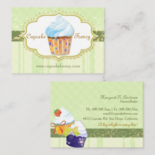 Niedliche Bäckerei Cupcake Green Visitenkarte