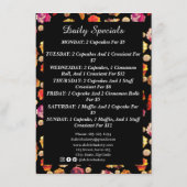 Niedliche Bäckerei, Koch, Caterer, Konditorei Menükarte (Rückseite)