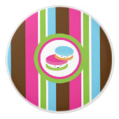 Niedliche Bäckerei Macaroons Spaß Streifen Keramikknauf (Vorderseite)