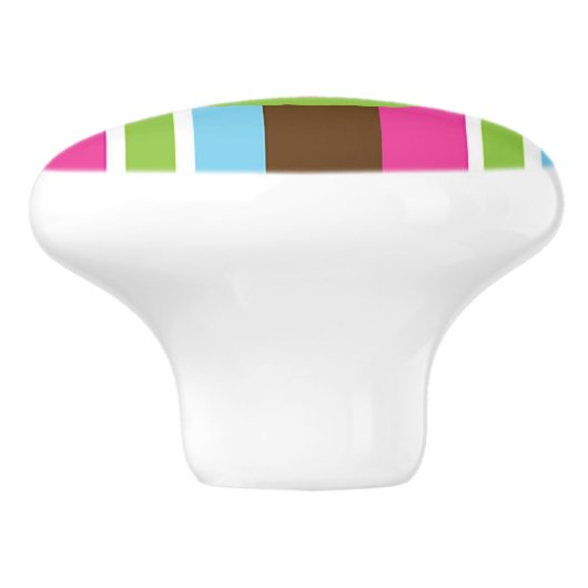 Niedliche Bäckerei Macaroons Spaß Streifen Keramikknauf (Seitenansicht)