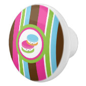 Niedliche Bäckerei Macaroons Spaß Streifen Keramikknauf (Rechts)