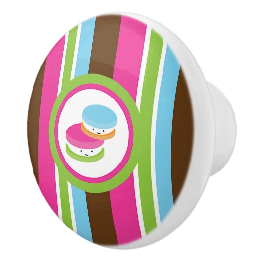 Niedliche Bäckerei Macaroons Spaß Streifen Keramikknauf (Rechts)