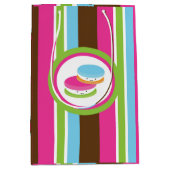 Niedliche Bäckerei Macaroons Spaß Streifen Mittlere Geschenktüte (Vorderseite)