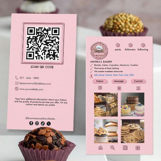 Niedliche Bäckerei Trendy Instagram Blush Pink Hin Visitenkarte