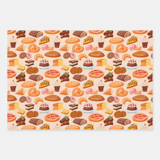 niedliche Backwaren Party-Fliesen Geschenkpapier Set (Vorderseite 3)