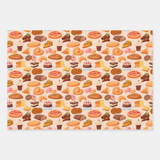 niedliche Backwaren Party-Fliesen Geschenkpapier Set (Vorderseite 2)