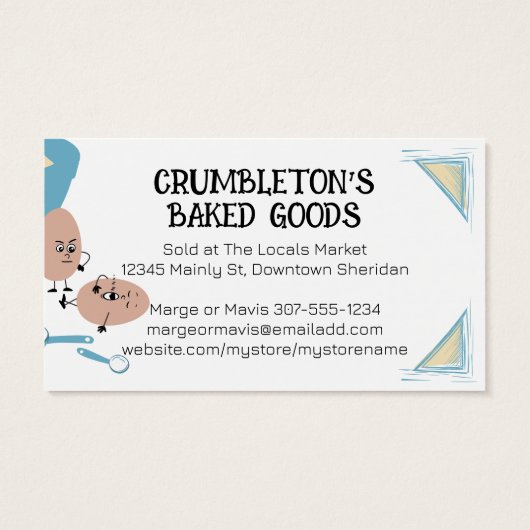 Niedliche Backzutaten - Visitenkarte (Rückseite)