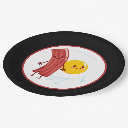 niedliche Bacon Eier Frühstück Pappteller (Schrägansicht)