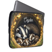Niedliche Badger-Familie Personalisiert Laptopschutzhülle (Vorne Rechts)