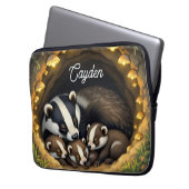 Niedliche Badger-Familie Personalisiert Laptopschutzhülle (Vorderseite Links)