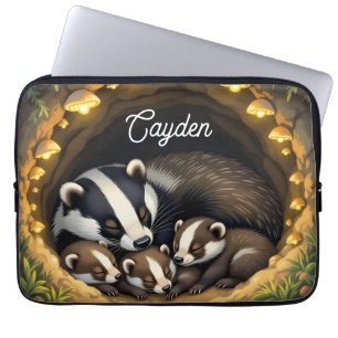 Niedliche Badger-Familie Personalisiert Laptopschutzhülle