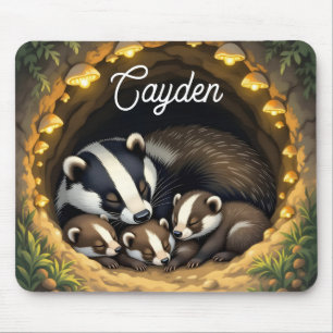 Niedliche Badger-Familie Personalisiert Mousepad